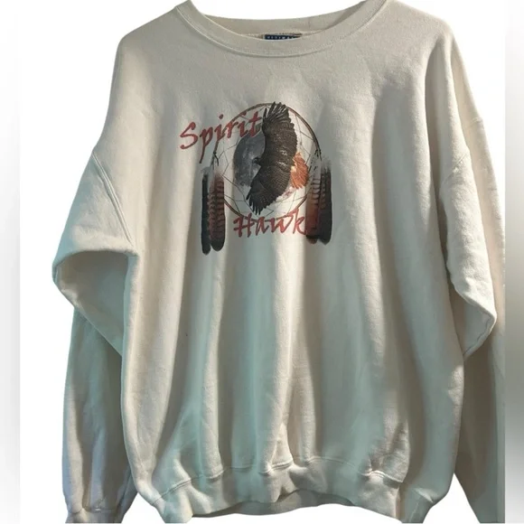 Vintage Hanes Spirit Hawk Crewneck Sweatshirt size Medium - Picture 1 of 3